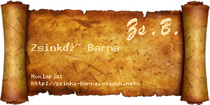 Zsinkó Barna névjegykártya