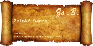 Zsinkó Barna névjegykártya